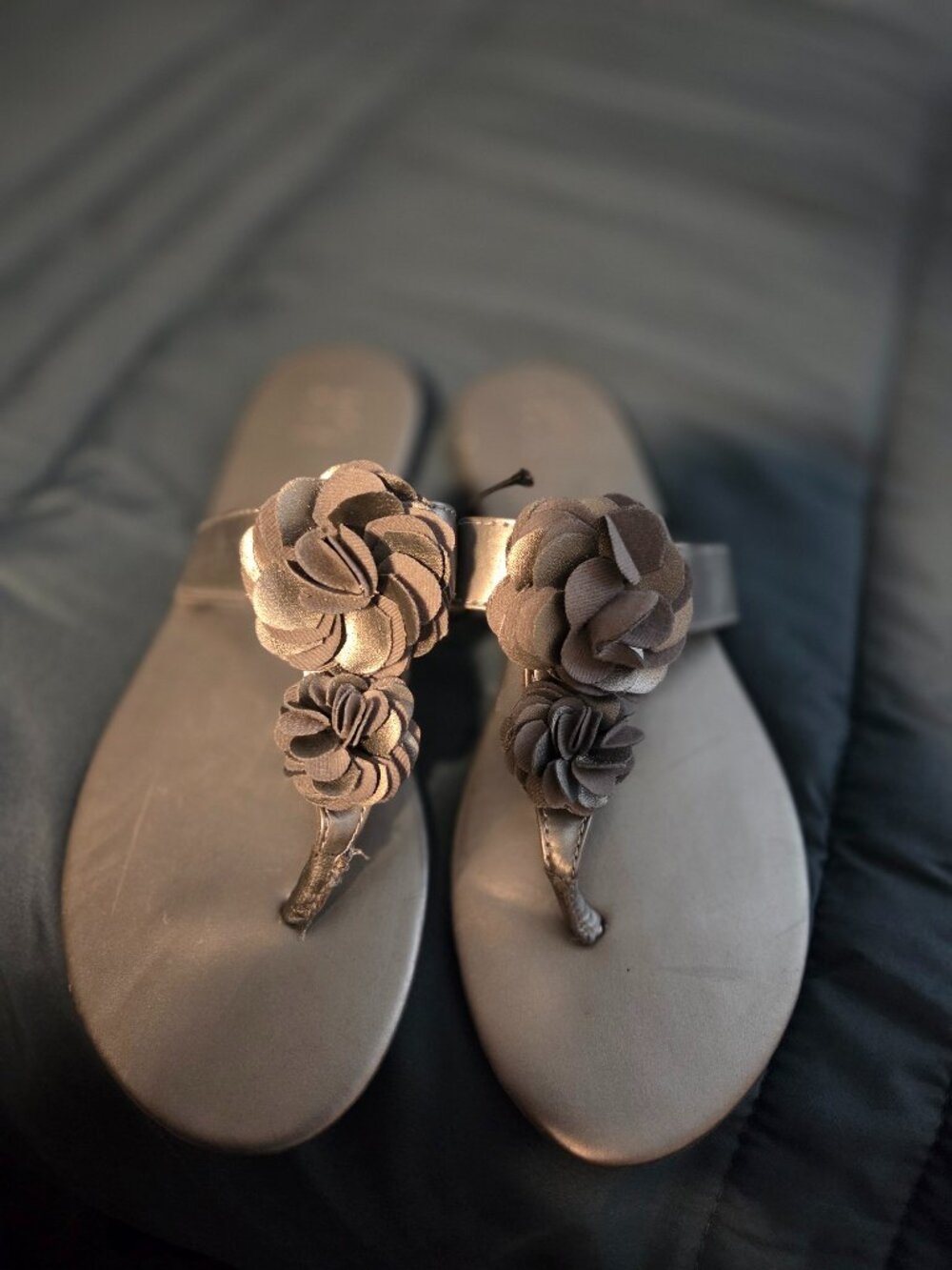 Silver Floral Embellished Sandals